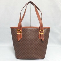 1円～★CELINE マカダム ロゴ レザー ヴィンテージ バケツ トートバッグ ハンドバッグ オールド セリーヌ★_画像3