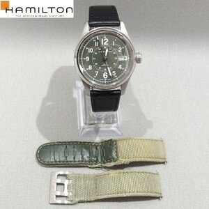 1円～★HAMILTON khaki field AUTOMATIC H705950 40ｍｍ 裏スケ メンズ 自動巻き 腕時計 ミリタリー カーキ フィールド ハミルトン★