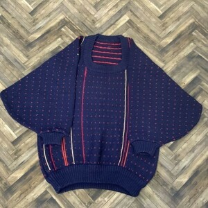 ヤM197 日本製 かわいい ニット セーター 変形シルエット ネイビー サイズ不明
