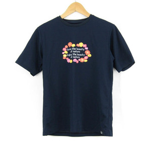  Mizuno short sleeves T-shirt graphic T dry bekta- outdoor wear lady's L size navy Mizuno