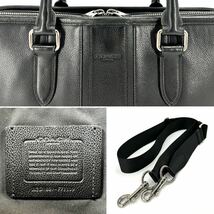 1円《 定価10万円・美品 》COACH コーチ ボンド ビジネスバッグ 2way ブリーフケース メンズ レザー 黒 ブラック ショルダー A4 PC◎ 自立_画像10