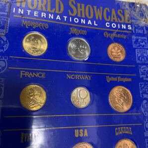 RBT131g World showcase international coins 世界のコイン記念通貨本物コレクションシートモロッコ メキシコ ドイツ フランス アメリカ等の画像2