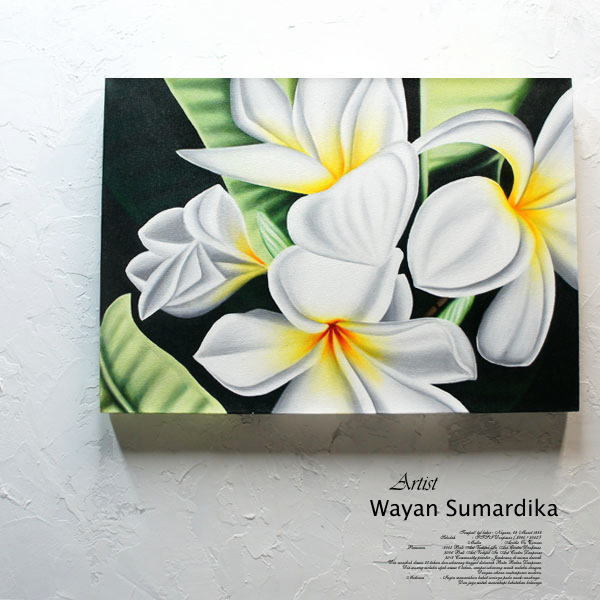 Pinturas, pinturas balinesas, flores de arte, plumeria, Frangipani, Arte del panel, Arte Moderno, marcos de arte, adornos de pared, Decoraciones de pared, Obra de arte, Cuadro, acrílico, Tajo