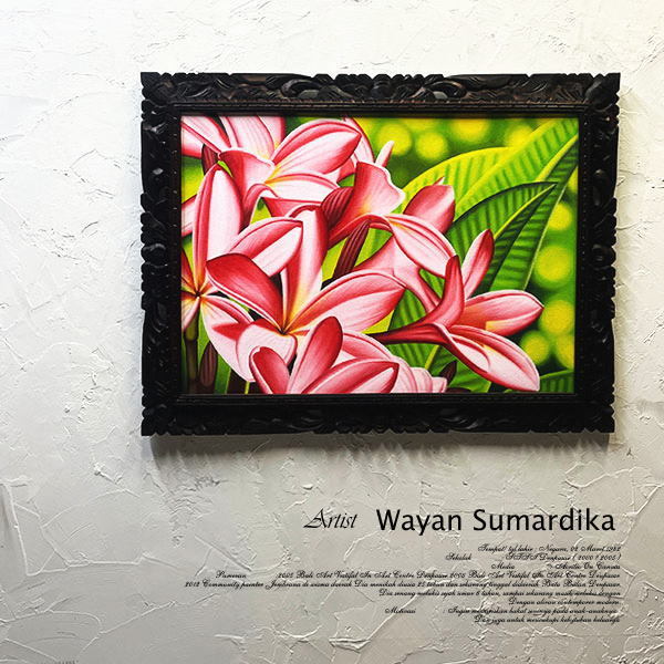 Paintings, Balinese paintings, flowers, plumeria, frangipani, framed, panel art, modern art, art frame, wall hanging, wall decoration, Artwork, Painting, acrylic, Gash