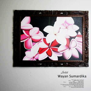 Art hand Auction Gemälde Bali Gemälde Blume Plumeria Frangipani gerahmt Panel Kunst moderne Kunst Kunst Rahmen Wandbehang Wanddekoration, Kunstwerk, Malerei, Acryl, Gouache