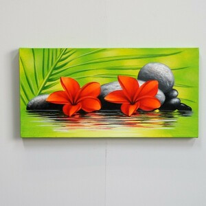 Art hand Auction Paintings, Balinese paintings, Art Flower 42n, Flowers, Plumeria, Frangipani, Panel art, Modern art, Art frame, Wall hanging, Wall decoration, Artwork, Painting, acrylic, Gash