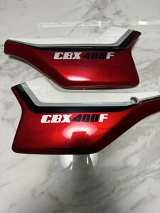 CBX400F 赤白2型カラー　サイドカバー　カスタム塗装ゴーストフレア　cbx400f cbx400f2