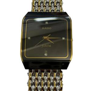 【中古品】RADO Jubile ラドー ジュビリー 129.0298.3 クオーツ 文字盤ブラック デイト ベルト社外品 レディース腕時計 本体のみ hiL970RO