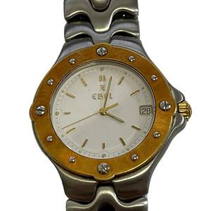 [ secondhand goods ]EBEL Ebel E6187631 face white quarts men's wristwatch Date koma equipped body only hiL2592RO