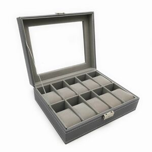  arm clock case collection box leather manner white stitch key attaching ( gray ×10ps.@ storage )