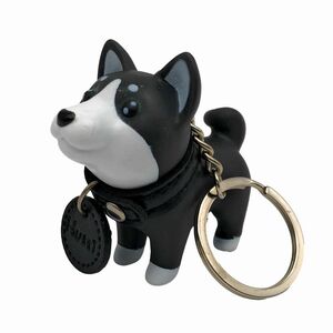 キーホルダー かわいいワンちゃん 犬 マスコット風 (ハスキー)