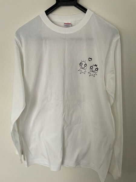 オリジナルデザインTシャツ　Lサイズ　白　ロンT ストリート風　手描きイラスト　非売品　男女兼用