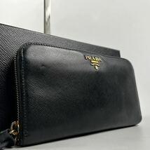 1円〜【入手困難品】 PRADA プラダ 長財布 ロゴ メンズ ブラック 黒 ラウンドファスナー レディース 小銭入れ ラウンドジップ_画像1