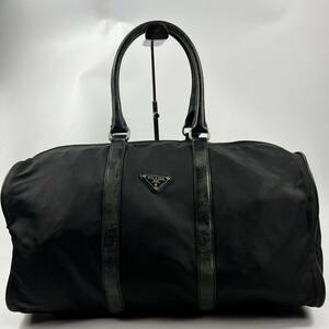 1円〜【入手困難品】 PRADA プラダ ボストンバッグ ナイロン 三角ロゴ ブラック 黒 レザー 大容量 ハンドバッグ メンズ レディース 鞄