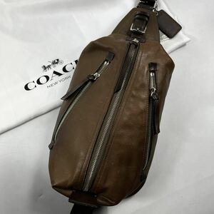 1円〜【入手困難】COACH ボディバッグ ショルダー 斜め掛け トンプソン スリング オールレザー 本革 メンズ ブラウン 70360 コーチ