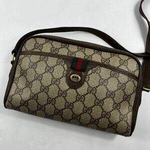 1円〜【入手困難】 GUCCI グッチ ショルダーバッグ 斜め掛け ブラウン シェリーライン GG インターロッキング スプリーム ベージュ レザー