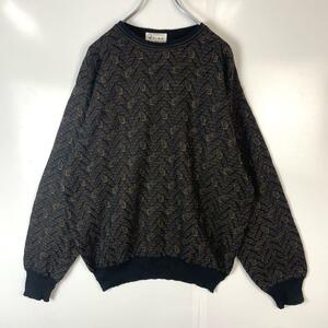 D.Fine шерсть свитер дизайн вязаный общий рисунок черный Brown чёрный чай Vintage 