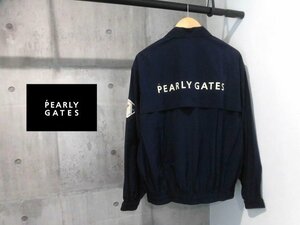 PEARLY GATES パーリーゲイツ/スウィングトップ L/ロゴプリント ジップアップ ジャケット/ゴルフ/ネイビー/メンズ/日本製/程度良好