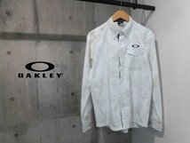 OAKLEY オークリー CoreFound L/S SHIRT 総柄 長袖シャツL/ボタンダウンシャツ/白 ホワイト/メンズ/GOLF ゴルフ/433585JP/程度良好_画像1