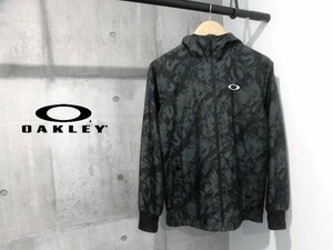 OAKLEY オークリー 総柄 フード付き ナイロンジャケットS/ウィンドブレーカー/黒 ブラック/メンズ/412319JP/GOLF ゴルフ