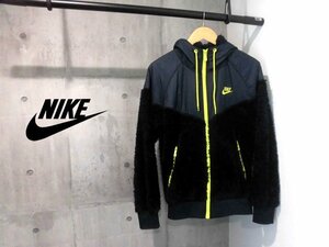 NIKE ナイキ シェルパ＆リップストップ ウインドランナージャケットM/ナイロン切替 ボアフリース パーカー/フーディ/メンズ/程度良好