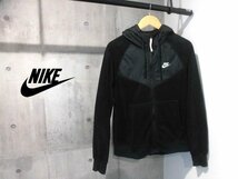 NIKE ナイキ ナイロン切替 フード付き フリースジャケット S/フリースジップパーカー/ZIPフーディ/メンズ/黒 ブラック/CJ4542-010_画像2