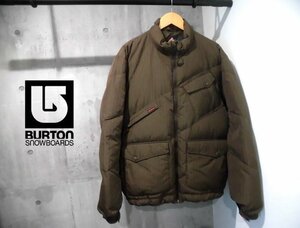 BURTON バートン ストライプ グースダウンジャケットL/ダウンブルゾン/茶 カーキブラウン/スノーボード/メンズ/程度良好