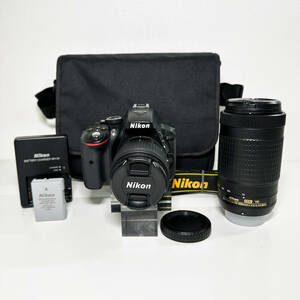 ◆動作確認済み◆ Nikon ニコン D5300 デジタル一眼レフカメラ / レンズ VR AF-P NIKKOR 18-55mm F3.5-5.6 G / 70-300mm F4.5-6.3G ED VR