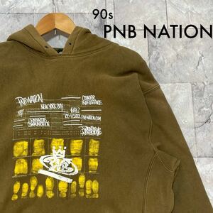 90s PNB NATION ピーエヌビーネイション スウェットパーカー トレーナー ストリート ヒップホップ 玉FL3306