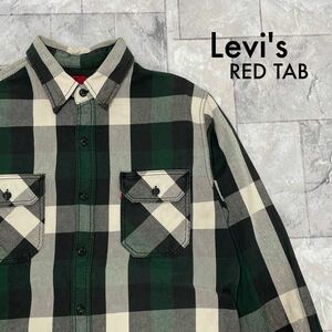 Levi's Red TABリーバイス 長袖 シャツ ギンガムチェック コットン しっかりした生地 厚地 ブロックチェック サイズM 玉SS1403