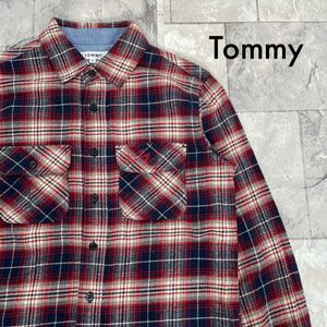 tommy トミー トミーヒルフィガー ネルシャツ チェック 刺繍ロゴ 長袖 レディース サイズM 玉SS1405