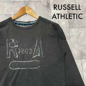 RUSSELL ATHLETIC ラッセルアスレチック ロンT 長袖 刺繍ロゴ ビッグロゴ アメカジ ブラック サイズL 玉FL3345