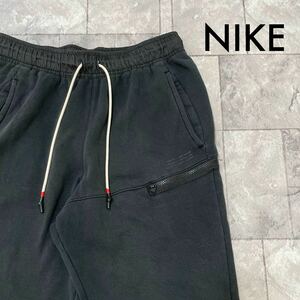 NIKE ナイキ sweat pants スウェットパンツ ジョガーパンツ プリントロゴ ウエストゴム ドローコード ブラック サイズL 玉SS1424