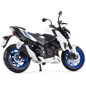 バイク ミニカー 1/18スケール 合金 スズキ SUZUKI GSX S750 ミニチュア オートバイ ホワイト ブルー 二輪車 リアル 541