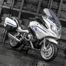 バイク ミニカー 合金 おもちゃ 1/12スケール BMW R1250 シルバー ミニチュア オートバイ 光るライト レッド モーターサイクル 334_画像1