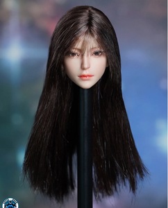 アクションフィギュア 汎用 カスタム 交換ヘッド 1/6スケール 女性 ロング アジア人 黒髪 かわいい 12インチ PVC フェイス フィギュア 526