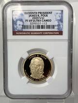 【1円～綺麗 】PF69 ULTRA CAMEO 2009 アメリカ第11代大統領 JAMES K.POLK 銅貨 ELEVENTH PRESIDENT ジェイムス・ポーク モダンコイン_画像2