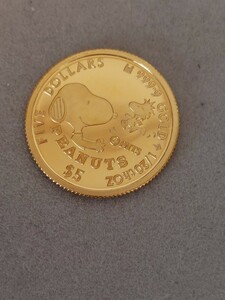 K24 純金 スヌーピー 　1/20oz　クック諸島　5ドル金貨　総重量約 1.5g　激レア商品