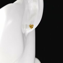 【新品・未使用】1円～最落無 天然シトリントパーズ 計1.40ct,K18YG ゴールド系のリッチな煌めき ハートシェイプ シトリントパーズ ピアス_画像6