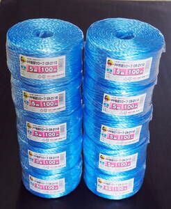 荷造り梱包用 PPロープ （青色） 太さ5mm 長さ100m　１０個セット
