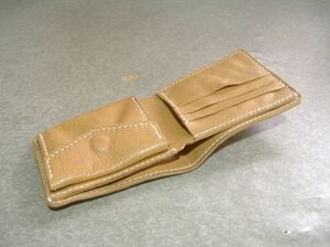 手縫いクロム革二つ折り財布カード入れ５柔革検索ハンドメイド
