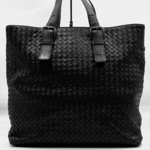 1円【極美品】BOTTEGA VENETA ボッテガヴェネタ メンズ イントレチャート ビジネスバッグ トートバッグ ブリーフケース レザー ブラック 黒