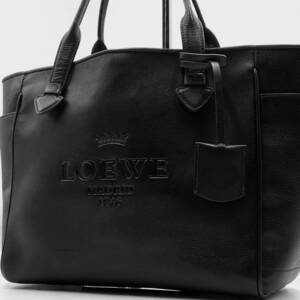 1円【極美品】LOEWE ロエベ メンズ ヘリテージ トートバッグ ハンドバッグ ビジネスバッグ レザー ダークブラウン 茶色 型押し キーリング