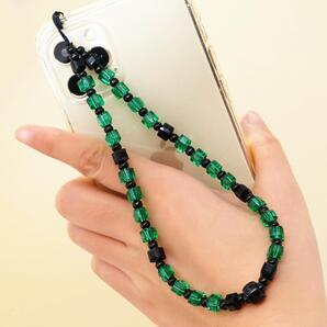 条件付き半額 ストラップ ボヘミアン 異なる輝きが美しい 水晶 グリーン 32㎝