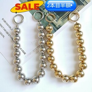  conditions attaching half-price strap gloss feeling . beautiful 18. large sphere silver Gold 30cm