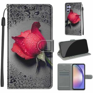 Xperia 5 IV　手帳型ケース　可愛い　個性　薄型　スマホカバー　赤薔薇