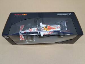 ○【S144】中古品 ミニチャンプス 1/18 レッドブル レーシング RB16B マックスフェルスタッペン トルコGP2021 2位 ありがとうホンダカラー