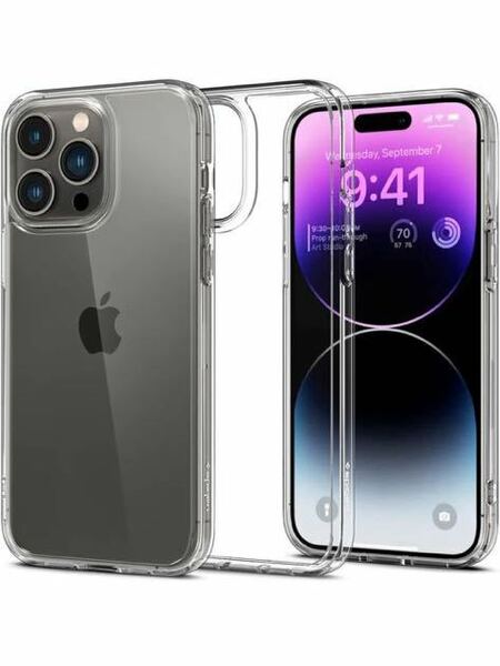 AE- 30 Spigen iPhone14Pro ケース クリア 耐衝撃 米軍MIL規格 黄変防止 ストラップホール 透明 ワイヤレス充電対応