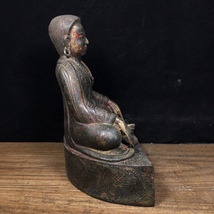 唐物 中國 清代 銅製 チベット仏教 瑪爾巴大師 仏像 仏教古美術 供養品 細密彫 置物 時代物 中国美術 FCK299_画像6