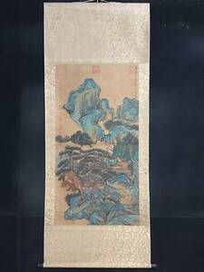 中国画 明代の画家・書道家・文征明 山水 手描き作品 掛軸 巻き物 絹本 書画 時代物 中国美術 賞物 美術品 SG473